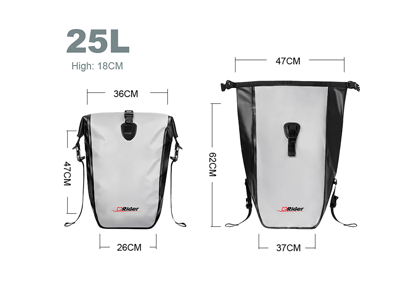 Powersmart Waterdichte Fietstas 25L sterk en duurzaam