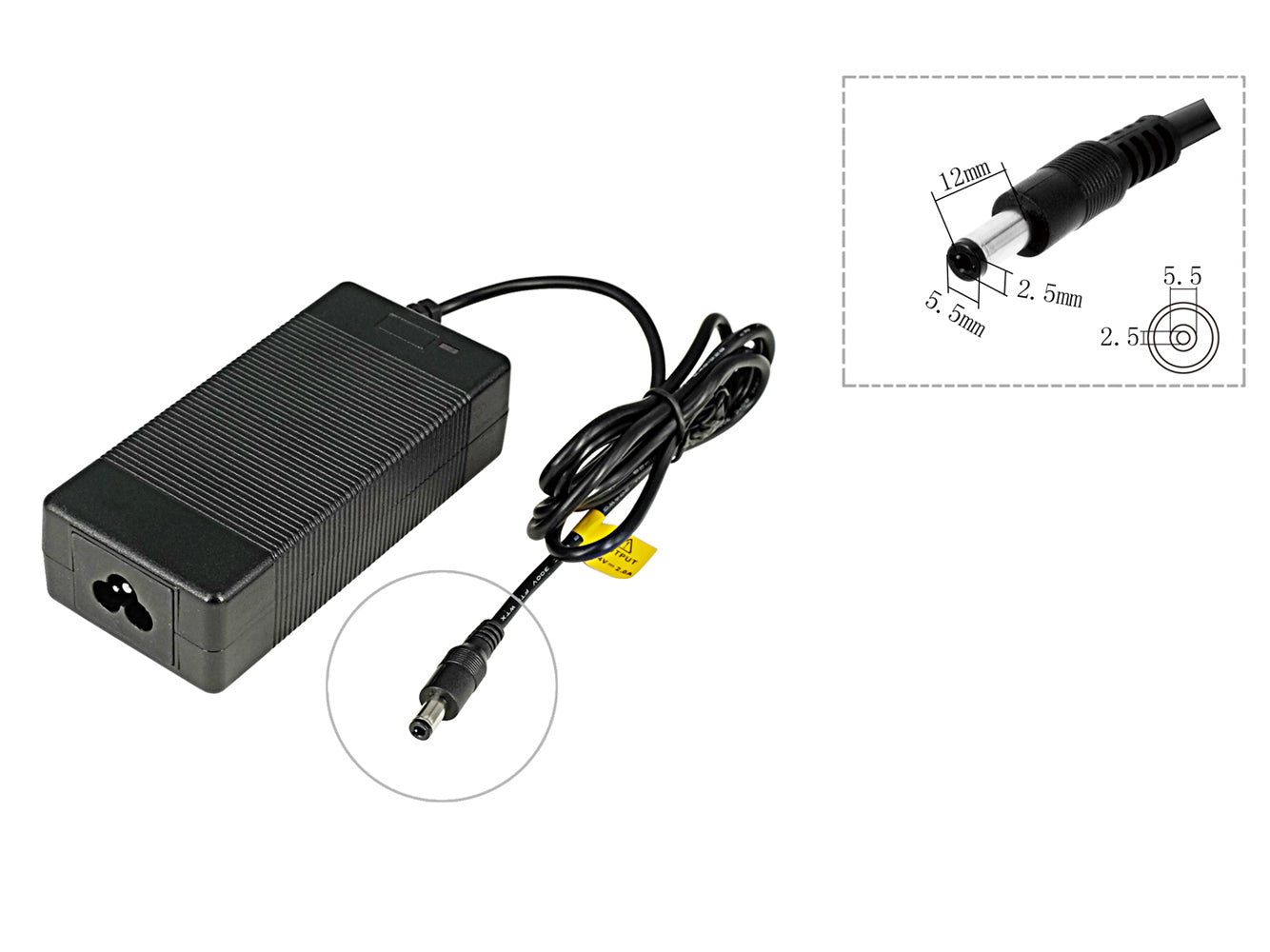 High-quality e-bike charger 24V 2.0A for batteries from Phylion (2 Pin) (DC 5.5×2.5mm)