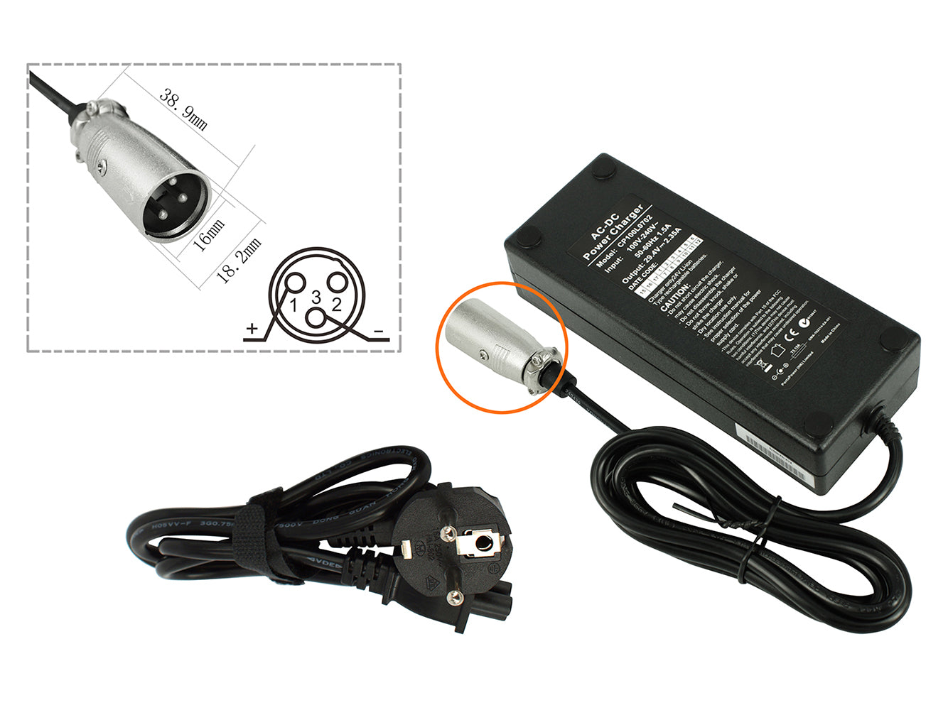 Powersmart Li-Ion batterijlader 29,4V - 2,35A (XLR 3-pins)