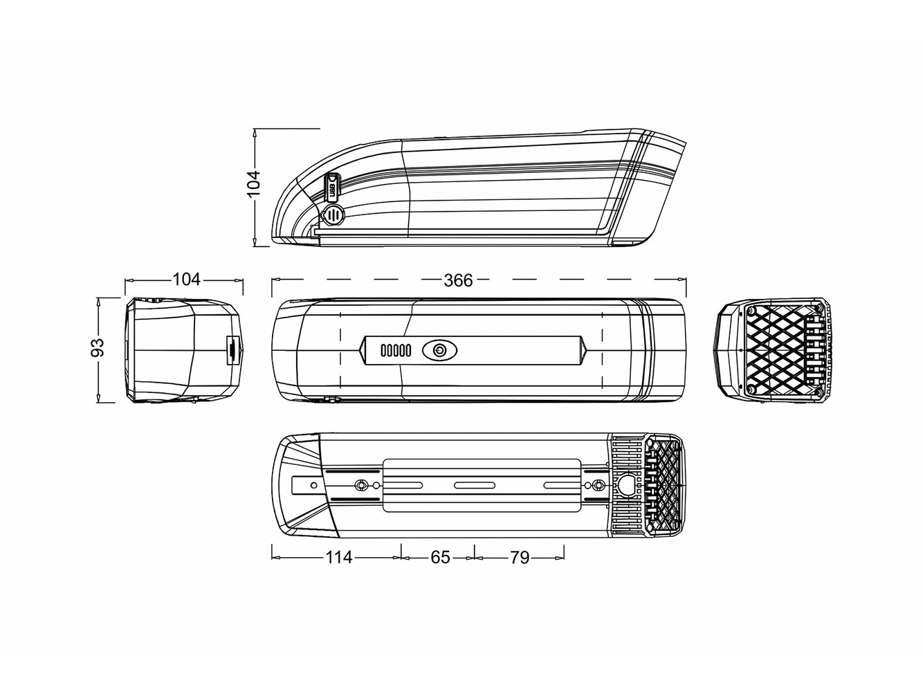 36V 14Ah/504Wh Li-ion accu voor e-bike