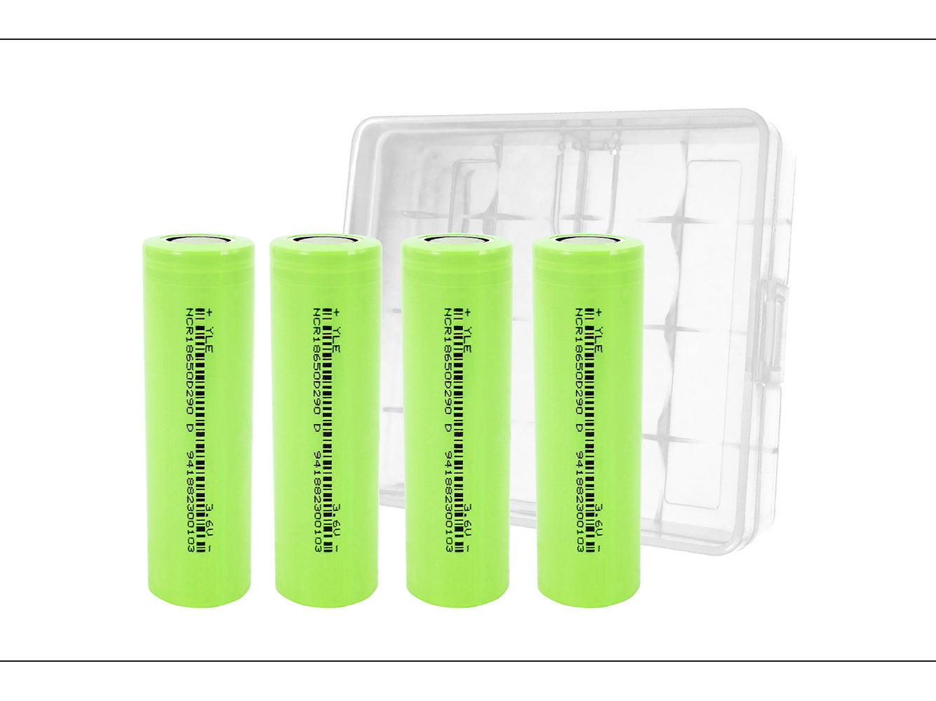 4x 2900mAh 18650 oplaadbare batterijcellen