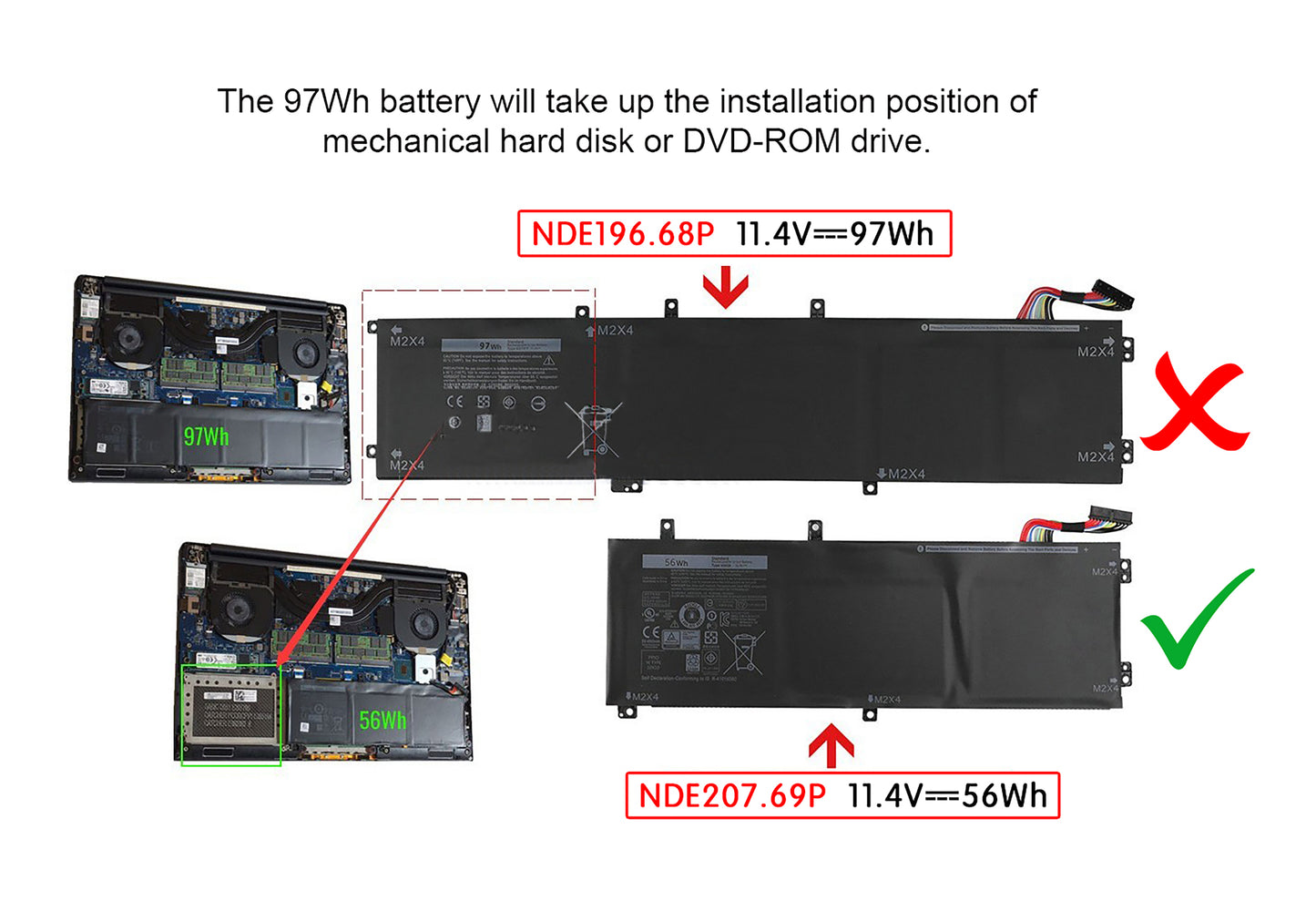 Replacement for Dell Inspiron 7590, Inspiron7591, Precision 5510 Laptop Battery